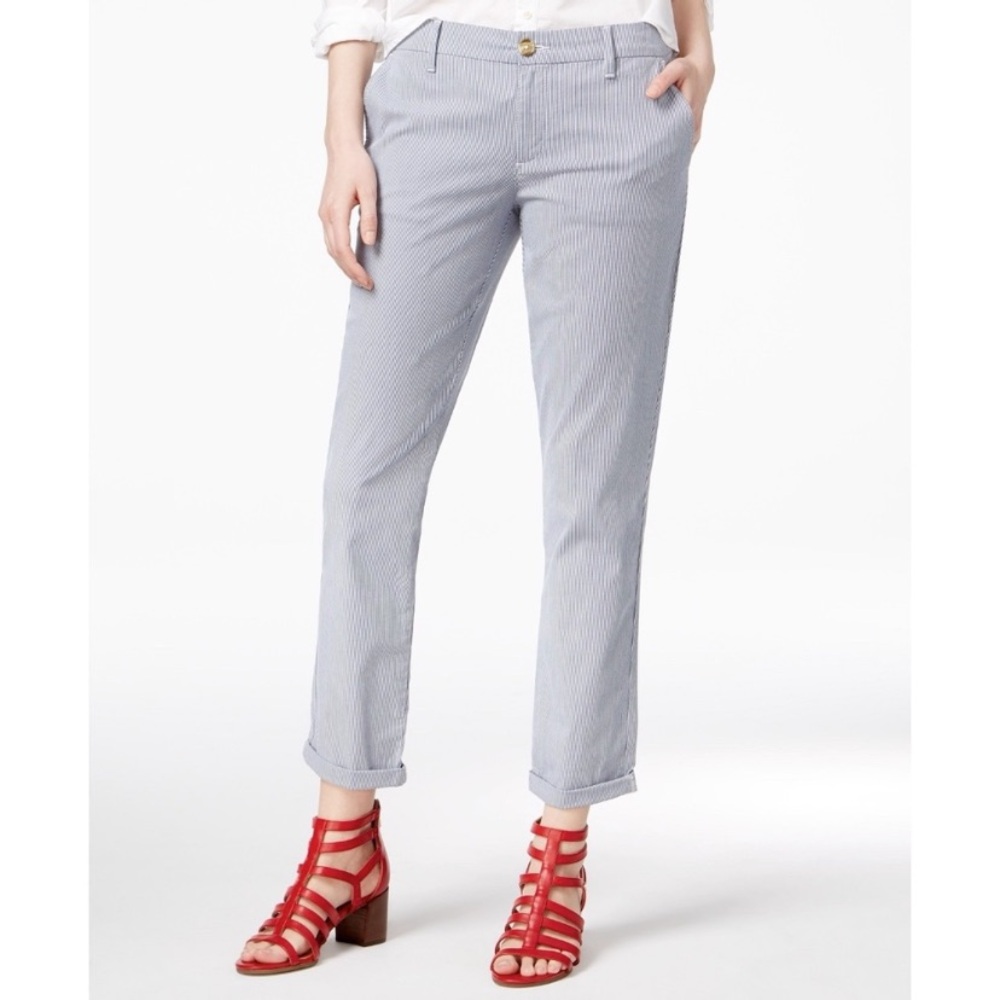 Tommy Hilfiger Hampton Chino Pants Size 6 Stripes Straight Leg Preppy Academia